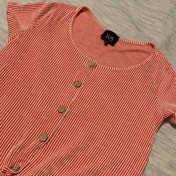 Nordstrom Red White Striped Tie T-Shirt Blouse S - Picture 3 of 5